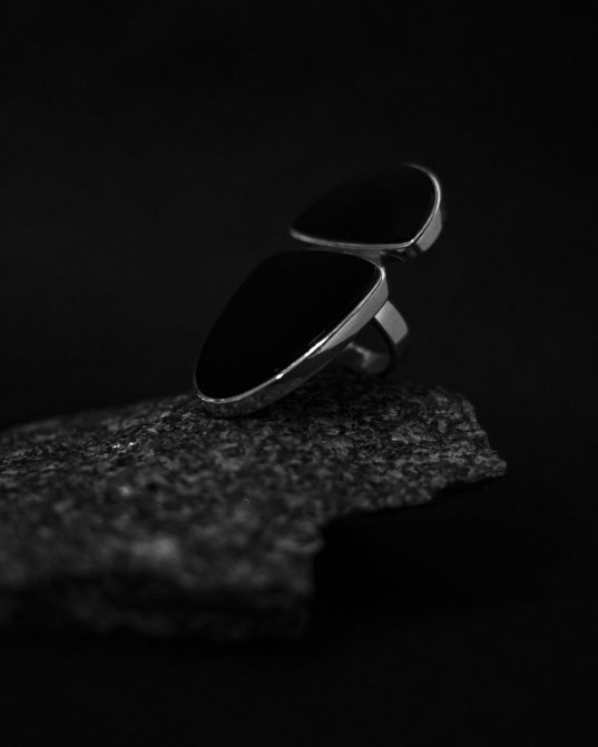 made from two different size and form onyx, this ring is classy and fabulous, so feminine and yet so powerful ___ whether paired with jeans and a tee or dressed up for a special occasion, you'll rock your sense of taste.
