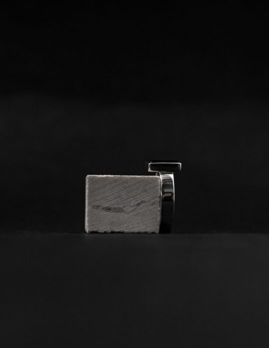 bold mens signet ring, square onyx mixed with shiny sterling silver.