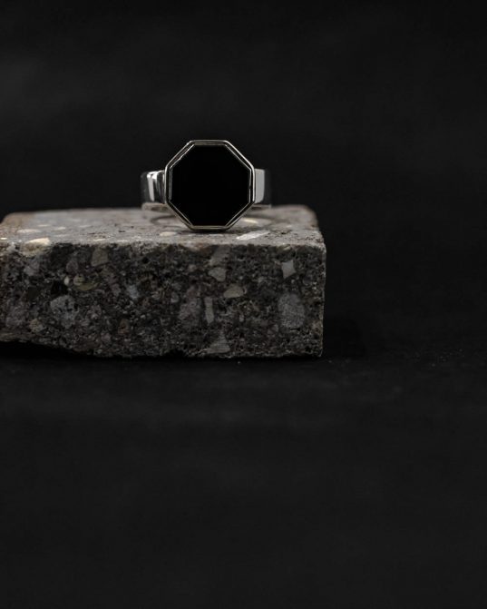 octagon onyx sterling silver ring