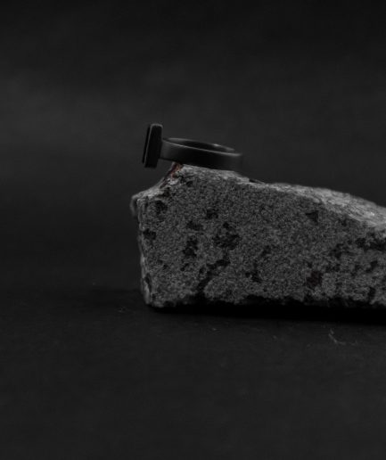 bold mens signet ring, square onyx mixed with oxidized sterling silver.