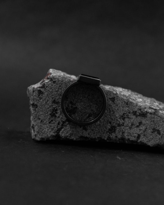 bold mens signet ring, square onyx mixed with oxidized sterling silver.
