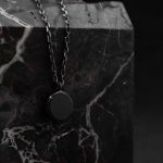 pendant with a 13 mm onyx set in the center of sterling silver frame ___match with our 180820 ring silver chains are not included and must be purchased separately.