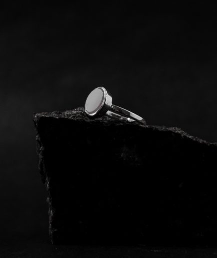 capture the power and sensuality of the femininity by choosing this sterling silver ring mixed with 10 mm cacholong opal. wear just one or mix with other RO STUDIO jewelry and create your own ring artwork.