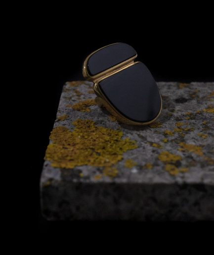 gold-plated sterling silver ring with onyx