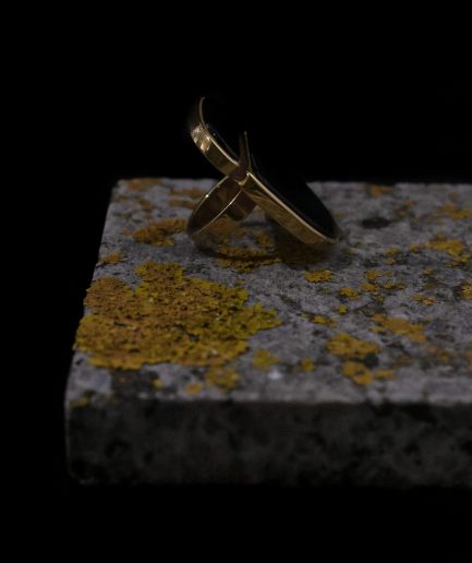 gold-plated sterling silver ring with onyx