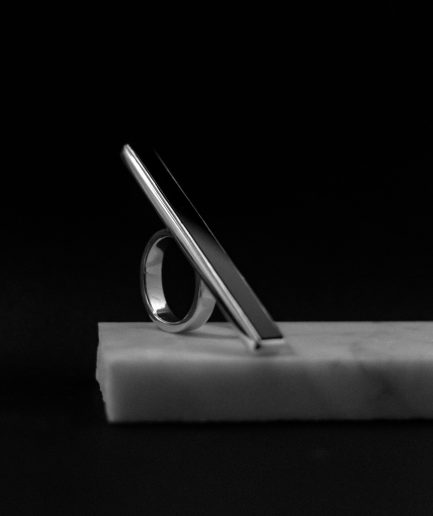 sterling silver ring with 6x60mm onyx